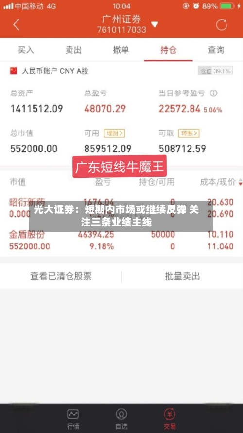 光大证券:短期内市场或继续反弹 关注三条业绩主线-第2张图片