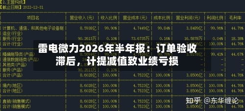 雷电微力2026年半年报：订单验收滞后，计提减值致业绩亏损