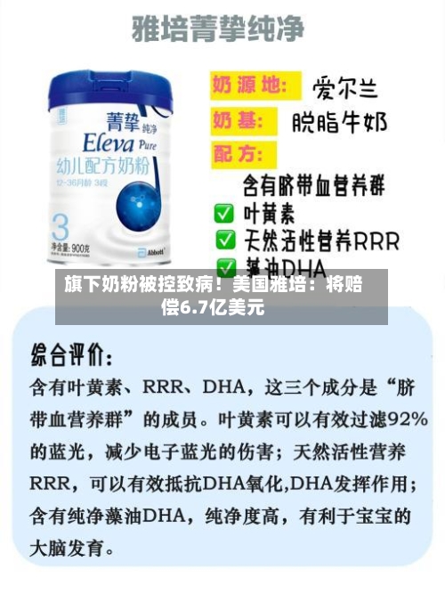 旗下奶粉被控致病！美国雅培：将赔偿6.7亿美元-第2张图片