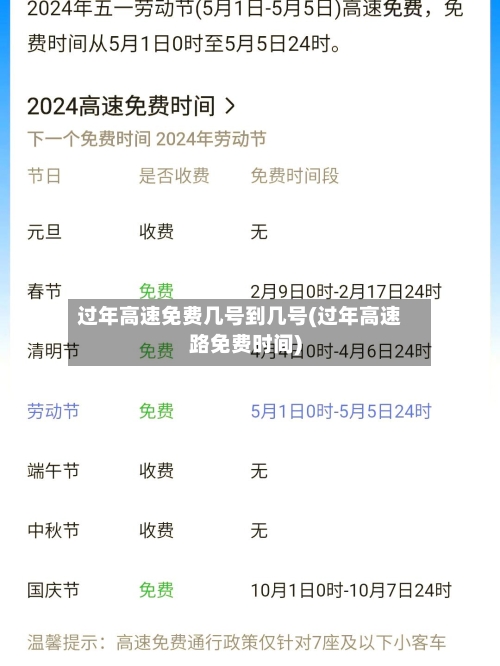 过年高速免费几号到几号(过年高速路免费时间)-第2张图片